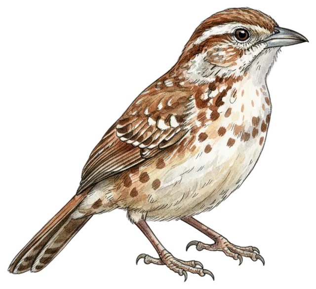 Cactus Wren illustration from Birds Heard